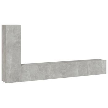 Set De 3 Uds Muebles Tv | Mueble De Salón | Armario Tv Madera Contrachapada Gris Hormigón