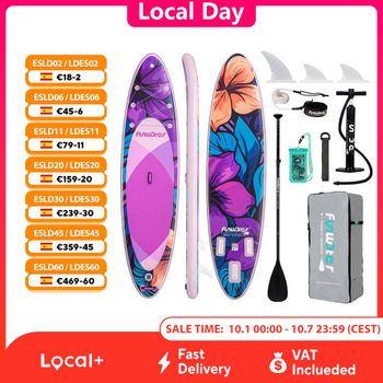 Tabla de Paddle Surf Inflable FunWater, Tabla SUP Antideslizante de 320–385 cm, Tabla de Paddle Surf Portátil Inflable para Surf, Turismo, Pesca, Yoga y Deportes Acuáticos