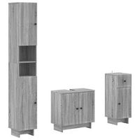 juego de armarios de bano de 3 piezas ede madera de ingenieria vidaxl