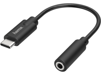 Adaptador USB-C a Jack - Hama 00200318, De conector enchufe 3.5 mm, Negro