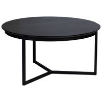 mesa de centro tablero de mango negro y patas de hierro 80x80x40 alt