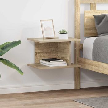 Mesita De Noche 2 Uds - Mueble Auxiliar - Madera De Ingeniería - Roble Sonoma (40x30x25cm)