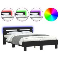 estructura de cama con cabecero y luces led negro 135x190 cm vidaxl