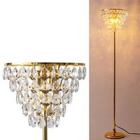 lampara de pie ada de cristal 3 luces e14 base dorada de laton 150 cm moderna y elegante para sala o dormitorio