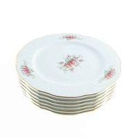 juego de platos llanos de porcelana 6 piezas bidasoa irina con motivos florales y filo de oro vajilla elegante y atemporal