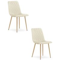 set de 2 silla de comedor terciopelo valora turin asiento de terciopelo beige claro