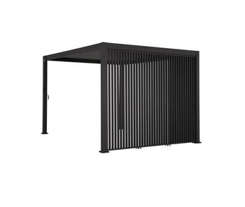 Pérgola bioclimática de aluminio 3x4 m + 3 persianas verticales de 100 cm, triomphe 3x4 m + accesorios, antracita, 400x300x250 cm