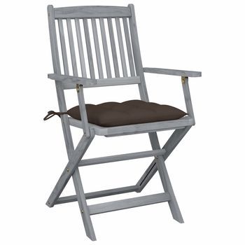 Pack 2 Uds Sillas De Jardín | Silla De Exterior | Sillón Plegables Cojines Madera Maciza Acacia