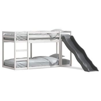Litera Con Tobogán Y Escalera Madera Maciza Blanco 90x200 Cm Vidaxl