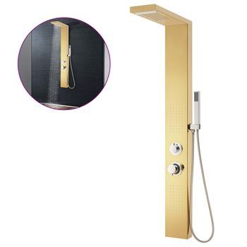 Sistema De Panel De Ducha Acero Inoxidable 201 Dorado Vidaxl
