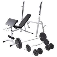 banco de ejercicios con soporte pesas pesas y mancuernas 90 kg vidaxl