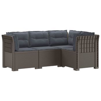 Sofá De Jardín Para 4 Personas Con Cojines Estilo Rattan Pp Vidaxl