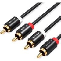 cable rca estereo vention vab-r06-b200 2x rca macho 2 m negro od 38mm 29awg