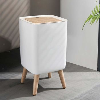 Cubo de basura de baño de apertura a presión madera  10l