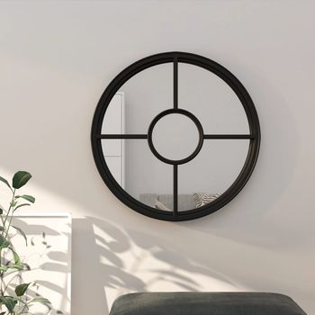 Espejo Decorativo | Espejo De Hierro Redondo Negro Para Uso Interior 40x4 Cm Cfw736940
