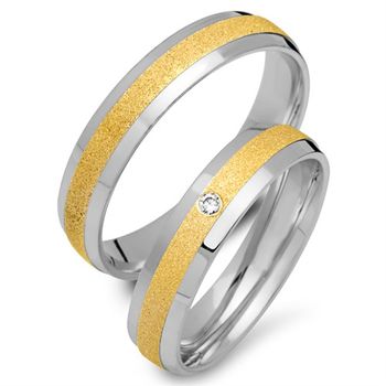 Alianzas 8 quilates oro blanco amarillo con diamante
