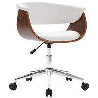 silla oficina giratoria madera curvada cuero sintetico blanco vidaxl