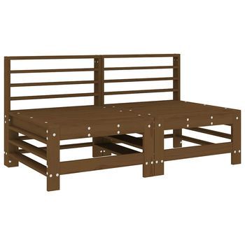 2 Uds Sofás Centrales De Jardín | Sofá De Exterior Madera Maciza Pino Marrón Miel