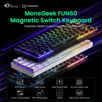 MONSGEEK FUN60 Teclado mecánico interruptor magnético 60% teclado para juegos disparador rápido 0,01mm 8K HE/TMR eSports teclado personalizado