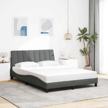Cama Matrimonial | Cama Para Adultos | Cama Sin Colchón Tela Gris Oscuro 140x190 Cm Cfw242957