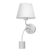 aigostar lampara de pared industrial retro con pantalla de tela brazo ajustable y 2 portalamparas e27gu10 blanco sin bombilla