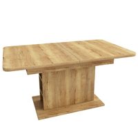 mesa de comedor extensible efecto madera con almacenaje
