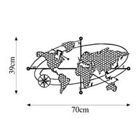 decoracion pared de metal mapamundi 1 negro 70x39 cm