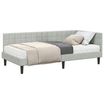 Estructura De Cama Esquina Con Colchón Manual 2 Uds. Gris Claro Vidaxl