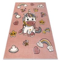 alfombra kiddo 6110 rosa claro  blanco unicornio arcoiris para ni 180x270 cm