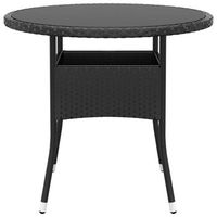 mesa de jardin  mesa de exterior vidrio templado ratan sintetico negro o80x75 cm