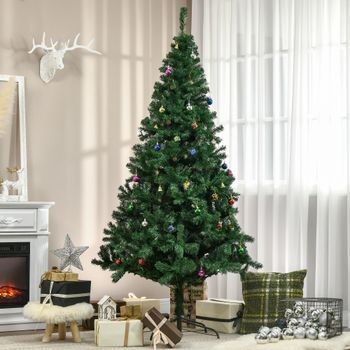 Árbol De Navidad Artificial De Pe Pvc Metal Homcom Ø93x210 Cm-verde
