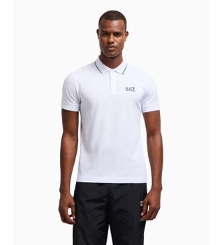 EA7 para hombre. 8NPF16_PJVUZ Polo Casual blanco (M), Algodón, Manga corta