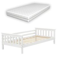cama infantil con colchon y somier de madera de pino natural 80 x 160 cm 030005453