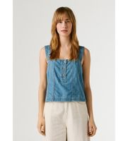 pepe jeans para mujer pl3051437 top bridget azul xs casual algodon sin mangas  tirantes