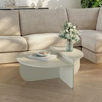 mesa de centro tondesdaslo con tablero doble 90x90x35 cm - color de arena encasa