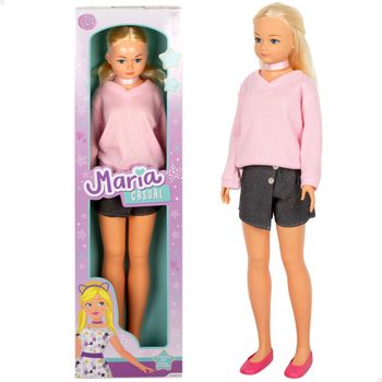 COLORBABY Maria Casual Muñeca grande, 105 cm, falda pantalón, camiseta rosa, zapatos quita y pon, accesorios incluidos, muñecas para peinar, juegos de rol, juguetes para niños y niñas + 3 años