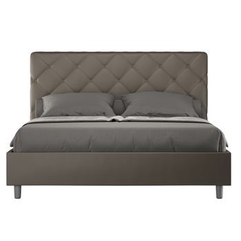 Cama Italiana Para Adultos Acolchada En Piel Sintética Paryse-color Capuchino-ropa De Cama 160x200 Cm-opción Con Base Y Caja