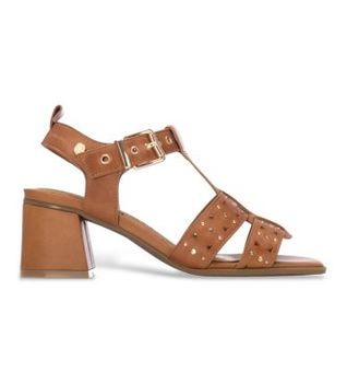Carmela para mujer. 16325102-CAMEL Sandalias de Piel 163251 marrón (36), 5 a 8cm, Hebilla, Casual, Clásico