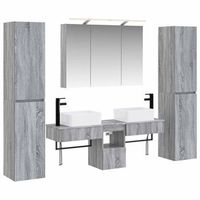 juego de muebles de bano 6 uds sonoma gris vidaxl