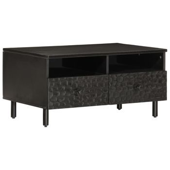 Mesa De Centro 54x80x40 Cm Hierro Y Madera Trabajada - Negro