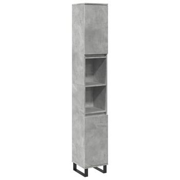 Armario De Baño Madera Contrachapada Gris Hormigón 30x30x190 Cm Vidaxl