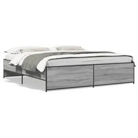 estructura cama madera ingenieria metal gris sonoma 200x200 cm vidaxl