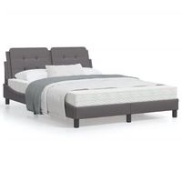 cama matrimonial  cama para adultos  estructura de cama con cabecero cuero sintetico gris 140x190 cm cfw20213