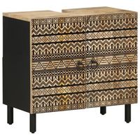 armario de lavabo de bano madera maciza mango negro 62x33x58 cm vidaxl