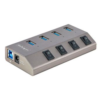 Hub StarTech.com 4 puertos USB 3.2 Gen 1 5 Gbps con interruptores individuales