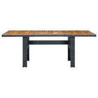 mesa de jardin  mesa de exterior ratan sintetico madera maciza acacia gris oscuro