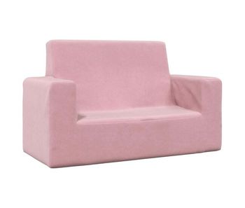 Sofá infantil - sofá para niños de 2 plazas de felpa suave rosa