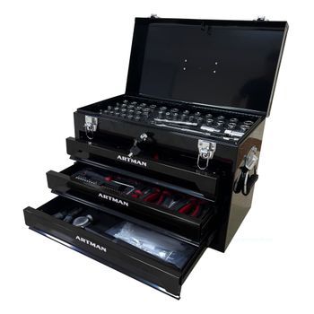 Caja De Herramientas Portátil - Organizador Para Taller - Acero - Negro (50x27x35cm)