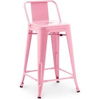 taburete de bar con respaldo - diseno industrial - 60cm - new edition - stylix  rosa