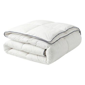 Edredón Blanco Funda De Algodón Relleno De Microfibra Tamaño Individual 135 X 200 Cm Acolchado Lavable A Máquina Teleno